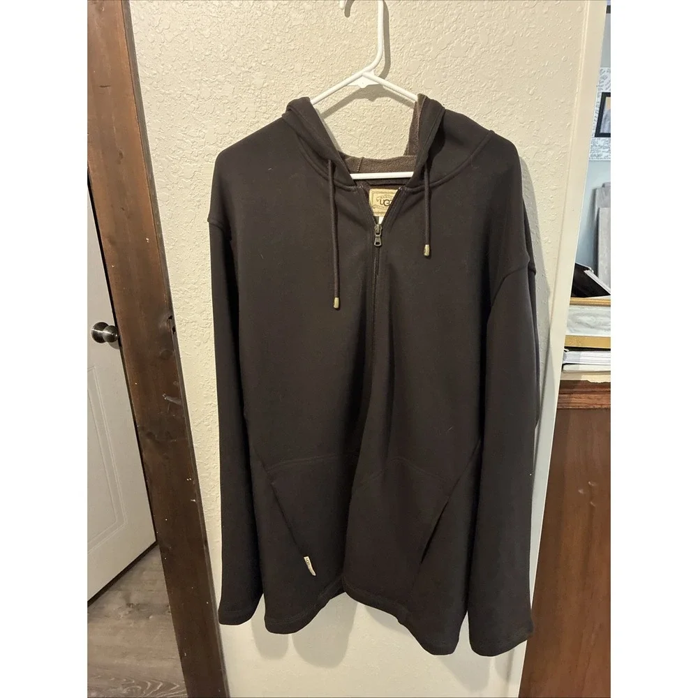 Ugg Australia Hoodie Mens XL Brown Full Zip Fleece Lined Sweatshirt Comfort